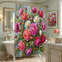 Elegante Kleurrijke Geschilderde Pioen Bloemen