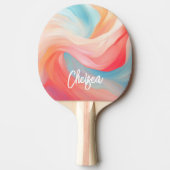 Elegante kleurrijke golven scriptnaam tafeltennisbatje (Voorkant)