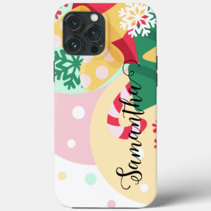 Elegante kleurrijke kerst op maat iPhone 13 pro max hoesje