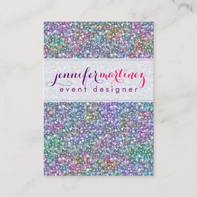 Elegante Kleurrijke Paarse Tint Glitter & Sparkles Visitekaartje (Voorkant)