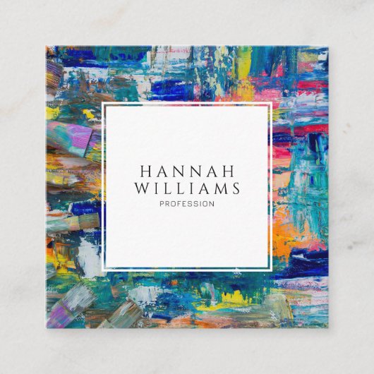 Elegante Kleurrijke QR Code Abstracte Patroonschil Vierkante Visitekaartje (Voorkant)