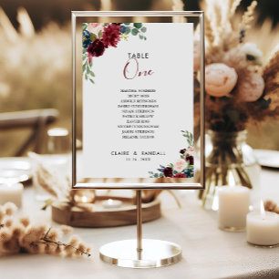Elegante kleurrijke tafel nummer 1 zitkaart kaart