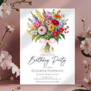 Elegante Kleurrijke Tuin Bloemen Boeket Verjaardag Kaart