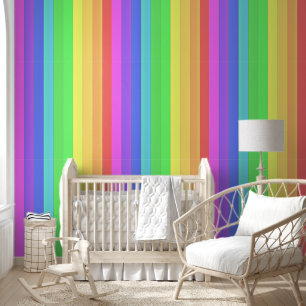 Elegante kleurrijke verticale regenboogstrepen behang