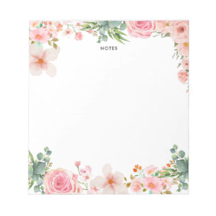 Elegante kleurrijke Waterverf lente bloeit bloemig Notitieblok