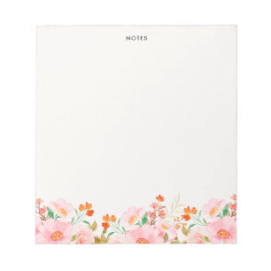 Elegante kleurrijke Waterverf lente bloeit bloemig Notitieblok