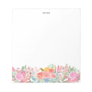 Elegante kleurrijke Waterverf lente bloeit bloemig Notitieblok