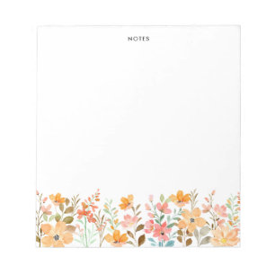 Elegante Kleurrijke Waterverf Wildflower Floral Notitieblok