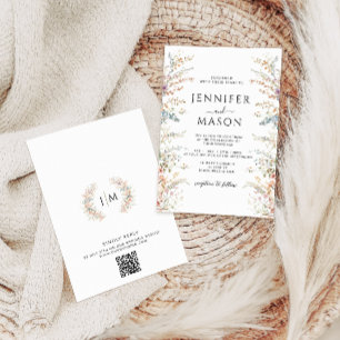 Elegante kleurrijke weide bloem Wildflower bruilof Kaart