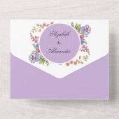 Elegante kleurrijke wilde bloem Paarse bruiloft All In One Uitnodiging (Achterkant)