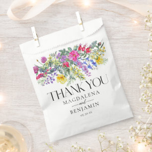Elegante kleurrijke wilde bloemen kruiden Dank u n Bedankzakje