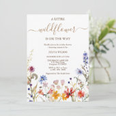 Elegante kleurrijke wildflower baby shower uitnodi kaart (Staand voorkant)