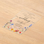 Elegante kleurrijke wildflower bruiloft acryl uitnodigingen (Laagn)