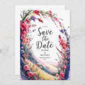 Elegante Kleurrijke Wildflower Bruiloft Save The Date (Voorkant / Achterkant)