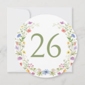 Elegante Kleurrijke Wildflower Circle Tafelnummer (Voorkant)