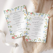 Elegante kleurrijke Wildflower Wedding Program Programma