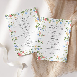 Elegante kleurrijke Wildflower Wedding Program Programma