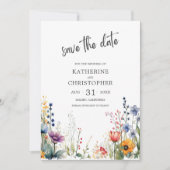 Elegante Kleurrijke Wildflowers Bruiloft Save The Date (Voorkant)