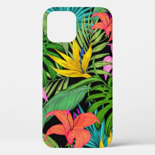 Elegante Kleurrijke Zomer Tropisch Bloemmotief Bla iPhone 12 Pro Hoesje