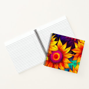 Elegante Kleurrijke Zonnebloem Bloemkracht Kunstwe Notitieboek