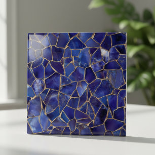 Elegante kobaltblauwe goudmozaïek tegeltje
