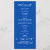 Elegante kobaltblauwe typografie huwelijksprogramm programma (Achterkant)