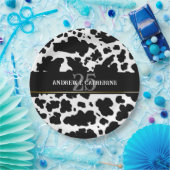 Elegante Koe Vlekken Print Boer Bruiloft Jubileum Papieren Bordje (Feest)