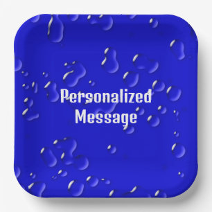 Elegante koele gepersonaliseerde blauwe witte rege papieren bordje