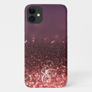 Elegante koele roze gouden glinsterende bokeh mono iPhone 11 hoesje