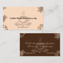 Elegante koffie dankkaart warm bruin