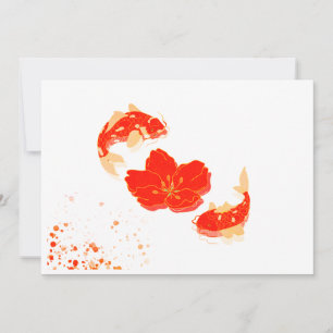 Elegante Koi Fish en Red Blossom Art Japanse St Kaart
