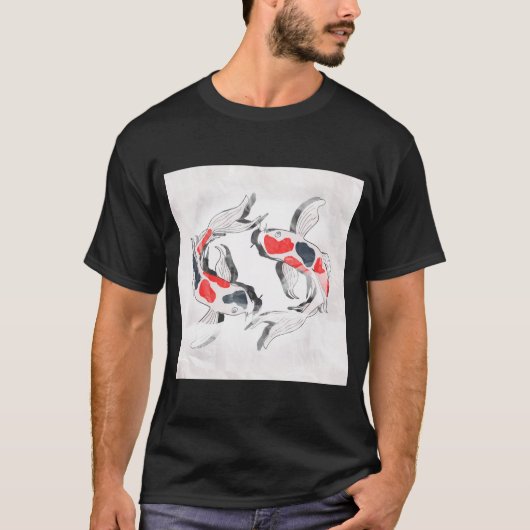 Elegante Koi Fish Natuur Art T-shirt (Voorkant)