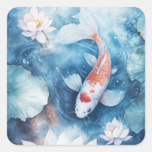 Elegante Koi met Vreedzaam Water Vierkante Sticker