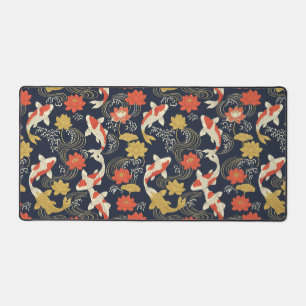 Elegante Koi Vis en Lotus Patroon Bureaumat