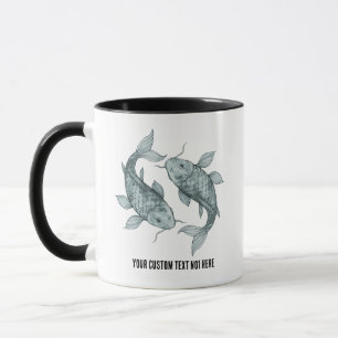 Elegante Koi Vis Watercolor Kunst Japanse Stijl Mok