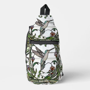 Elegante kolibrie glas-in-lood kunst ontwerp sling bag