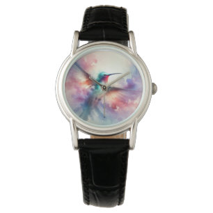 Elegante Kolibrie in Waterverf Horloge