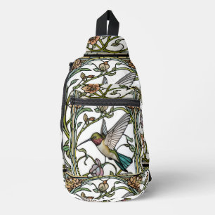 Elegante kolibriekunst botanische boho chic sling bag