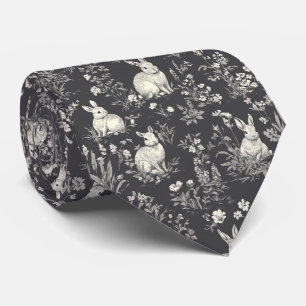 Elegante Konijn Toile Bloem Motief Vintage (3) Stropdas