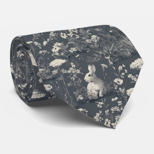 Elegante Konijn Toile Bloem Motief Vintage (6) Stropdas
