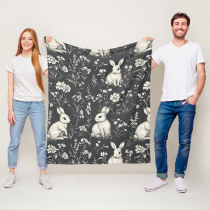 Elegante Konijn Toile Bloem Motief Vintage Fleece Deken
