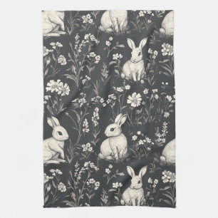 Elegante Konijn Toile Bloem Motief Vintage Theedoek