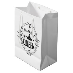 Elegante Koninginnekroon Typografie Wit Medium Cadeauzakje