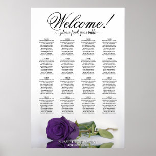 Elegante Konings Paarse Roos 16 Tafel Zitplaatskaa Poster