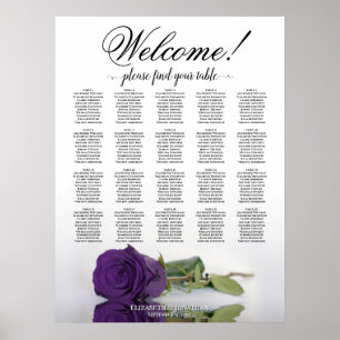 Elegante Konings Paarse Roos 20 Tafel Stoelenkaart Poster