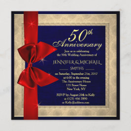 Elegante koninklijk blauwe huwelijksjubileum uitno kaart