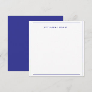 Elegante Koninklijk Blauwe Rand Naam Notitiekaart Notitiekaartje