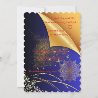 Elegante koninklijke blauwe en gouden Indiase brui Kaart
