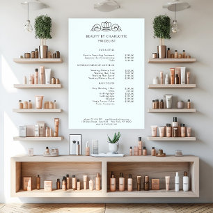 Elegante, koninklijke, lichtblauwe prijslijst poster