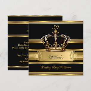 Elegante Koninklijke Zwarte Gouden Verjaardag Prin Kaart